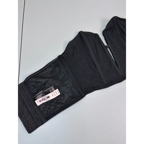Victoria's Secret small black velvet strapless‎ plunge neck bra top bustier - Picture 4 of 6